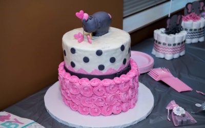 Baby Shower Cake with Fondant Elephant