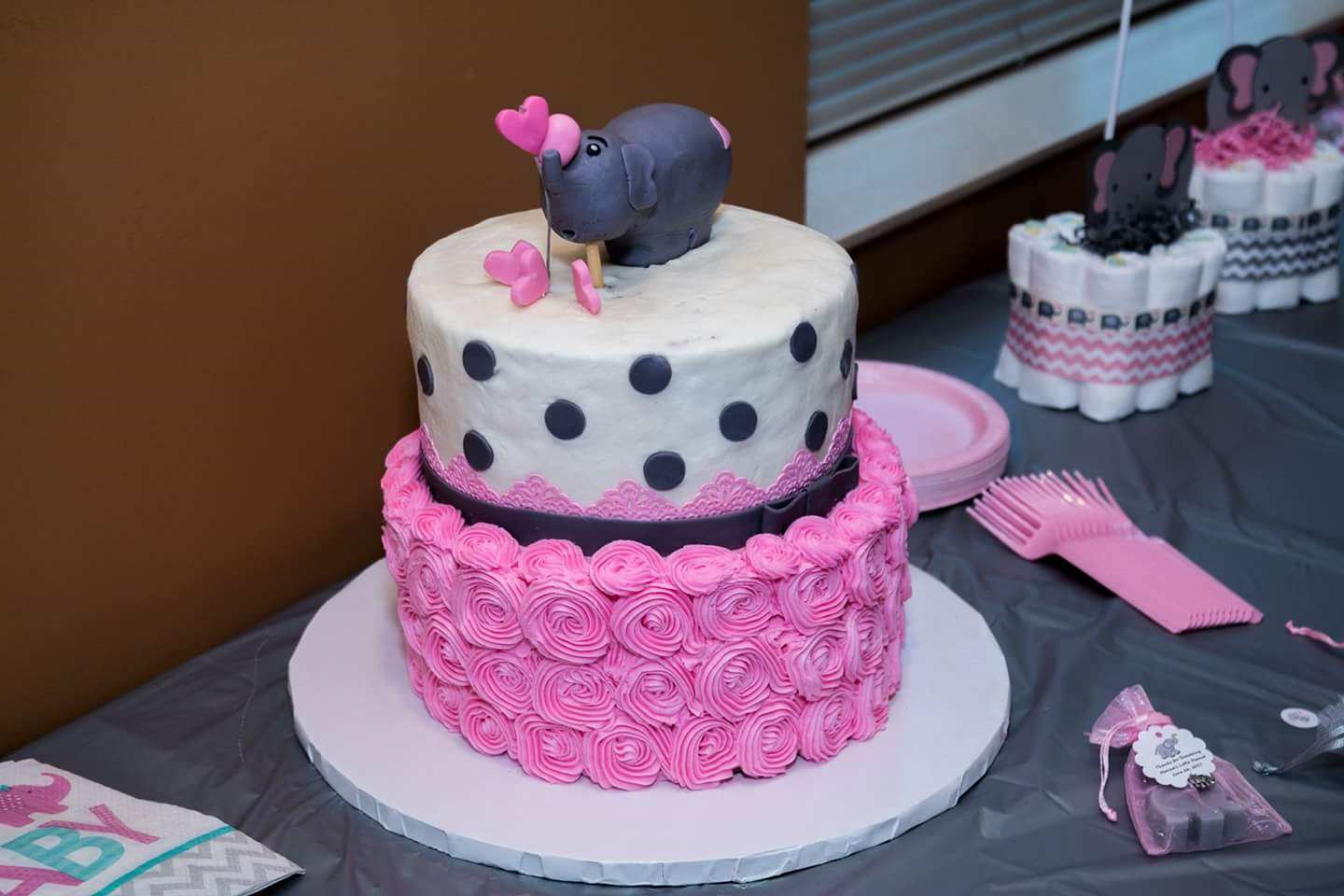 Baby Shower Cake with Fondant Elephant