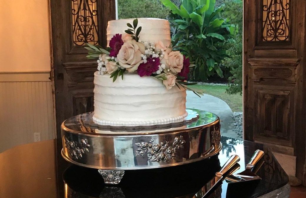 2 Tier Chocolate Wedding Cake with Flowers