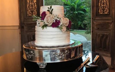 2 Tier Chocolate Wedding Cake with Flowers