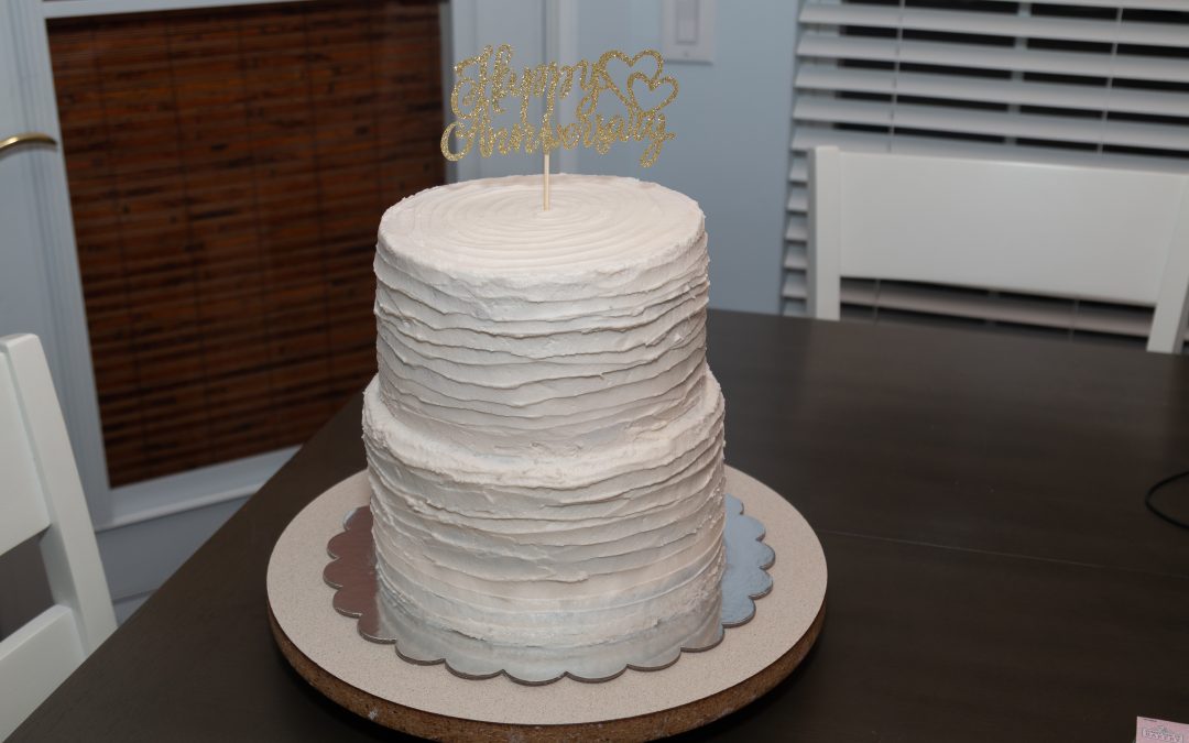 Bottom Tier Chocolate Top Tier Chiffon Cake.