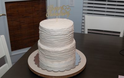 Bottom Tier Chocolate Top Tier Chiffon Cake.
