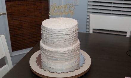 Bottom Tier Chocolate Top Tier Chiffon Cake.