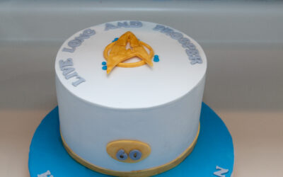 Star Trek Theme ,Chocolate Cake With Ganache filling Covered With Fondant.