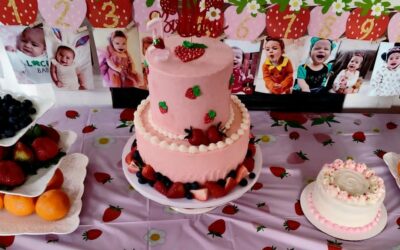 2 Tier Strawberry Birthday Cake